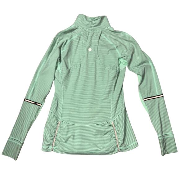 Lululemon Race With Grace 1/2 Zip Mini Hyper Stripe Teal Size 10 - Picture 3 of 4